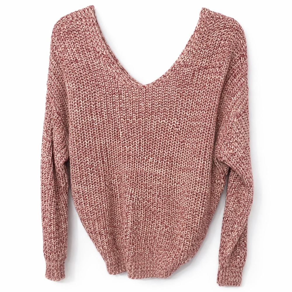 Melrose and Market Open Tie Back Knit Sweater in Rose XXL - Picture 3 of 7